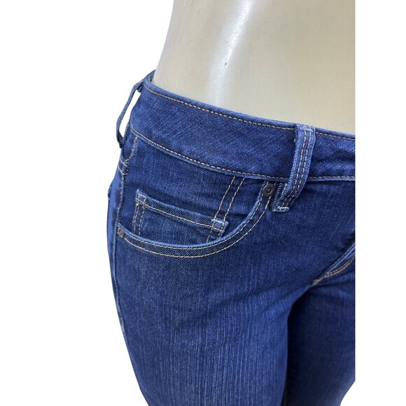 Jag Womens Dark Wash Cropped Bootcut Jeans Mid Rise Raw Sz 6P - Picture 5 of 11